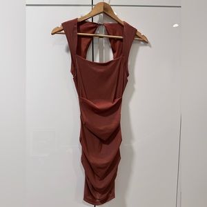 Brown ruched dress